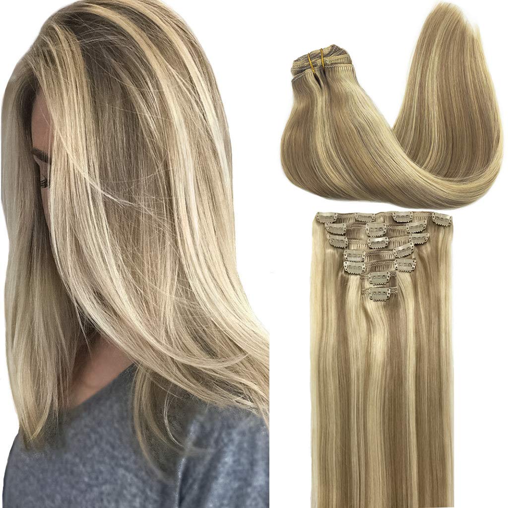 Ash Blonde to Golden Blonde and Platinum Blonde Clip In Remy Hair Extensions