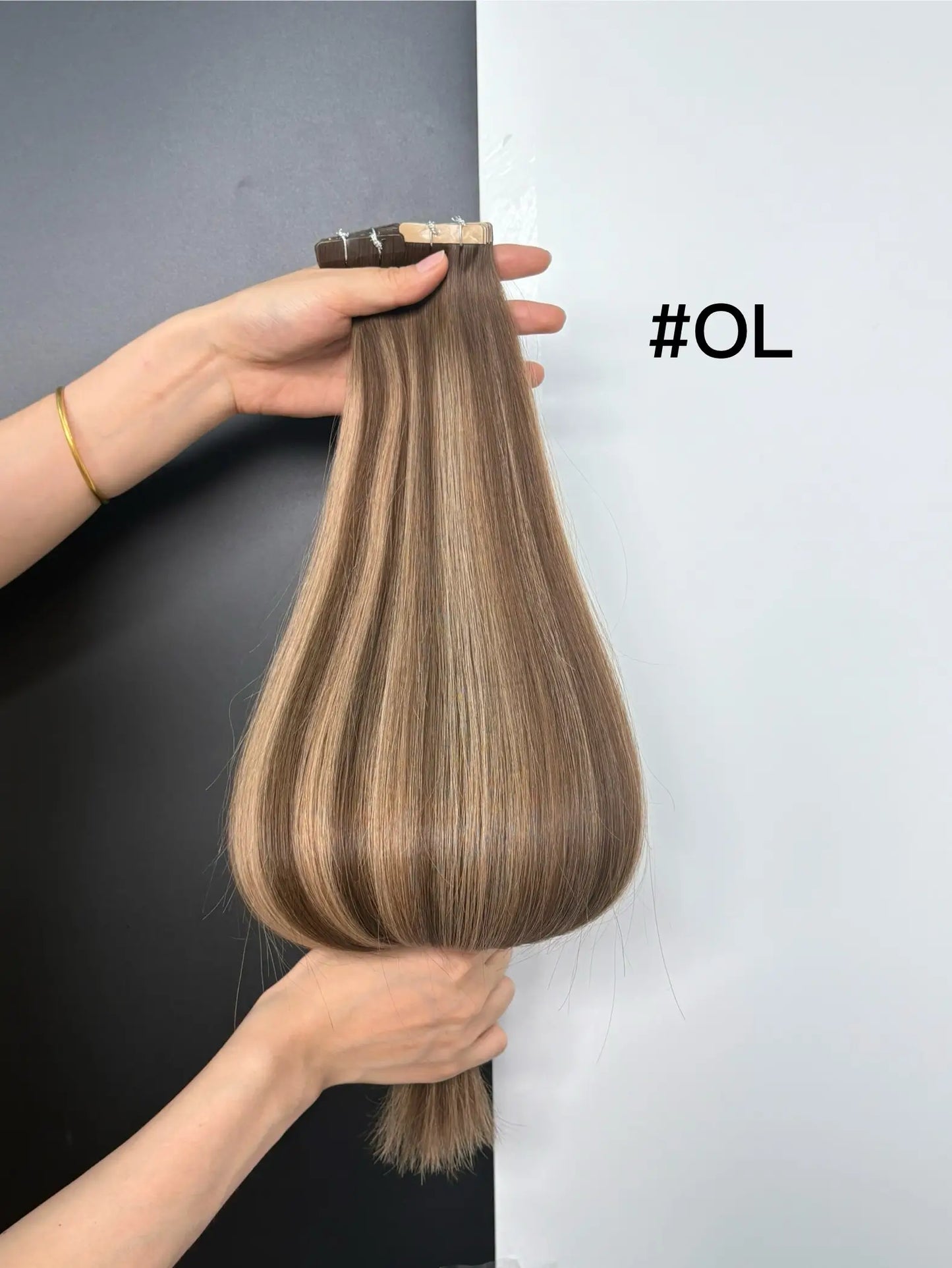 Light Brown to Platinum Blonde Ombre #P18/60A Double Drawn Cuticle Tape-ins -- 50g