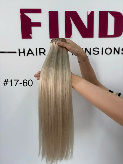 Dark Brown to Dark Blonde Ombre #2/6/2 Seamless Pu Clip-ins -- 130g~150g