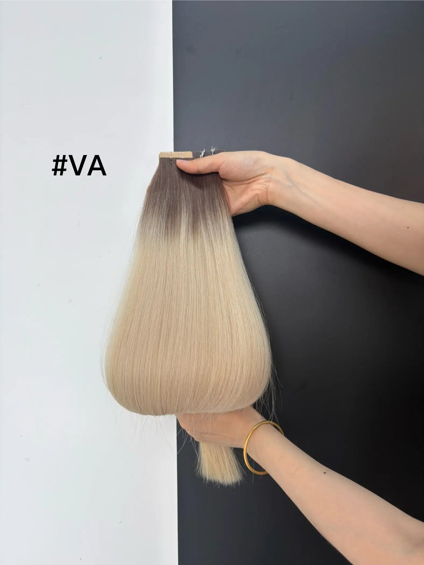 Light Brown to Platinum Blonde Ombre #P18/60A Double Drawn Cuticle Tape-ins -- 50g