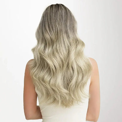 Light Brown to Dark Blonde to Platinum Blonde Ombre #17/22/60 Seamless Pu Clip-ins -- 130g~150g