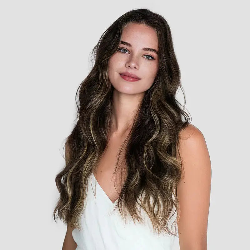 Light Brown to Light Golden Blonde Ombre #P18/613 Invisible Clip in Hair Extensions --- 130g-150g