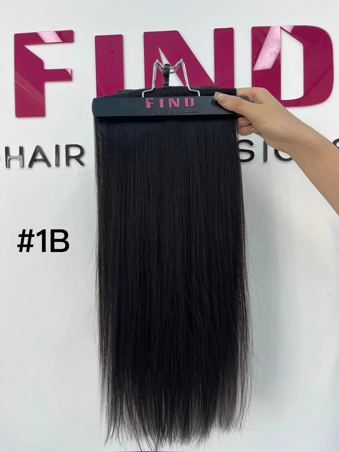 Natural Black #1B Invisible Clip in Hair Extensions --- 130g-150g