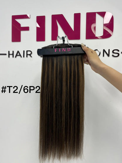 Natural Black to Dark Blonde Ombre #1B/6/1B Invisible Clip in Hair Extensions --- 130g-150g