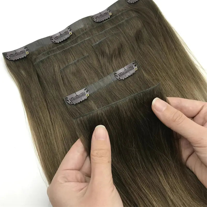 Light Brown to Platinum Blonde Ombre #P17/60 Invisible Clip in Hair Extensions --- 130g-150g