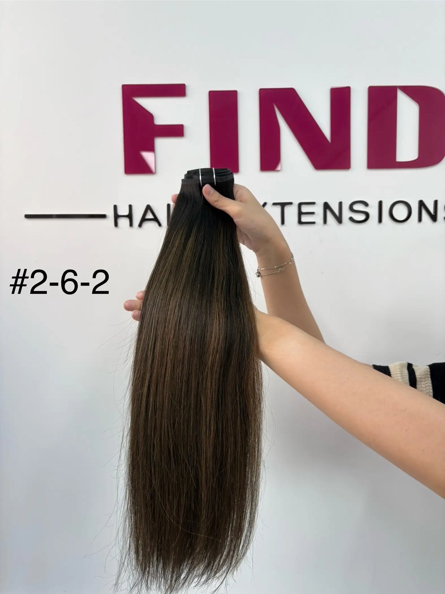 Dark Brown #2 Seamless Pu Clip-ins -- 130g~150g