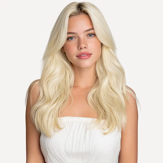 Platinum Blonde #60 Seamless Pu Clip-ins -- 130g~150g