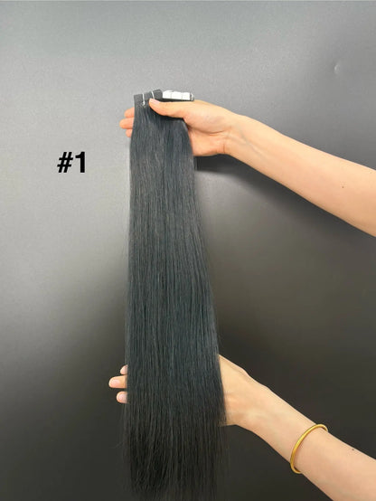 Dark Brown #2 Double Drawn Cuticle Tape-ins -- 50g
