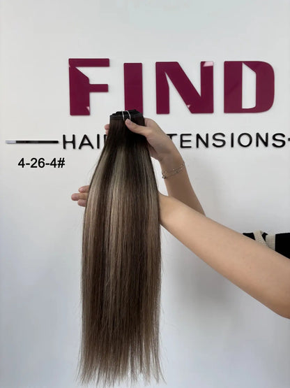 Dark Brown #2 Seamless Pu Clip-ins -- 130g~150g