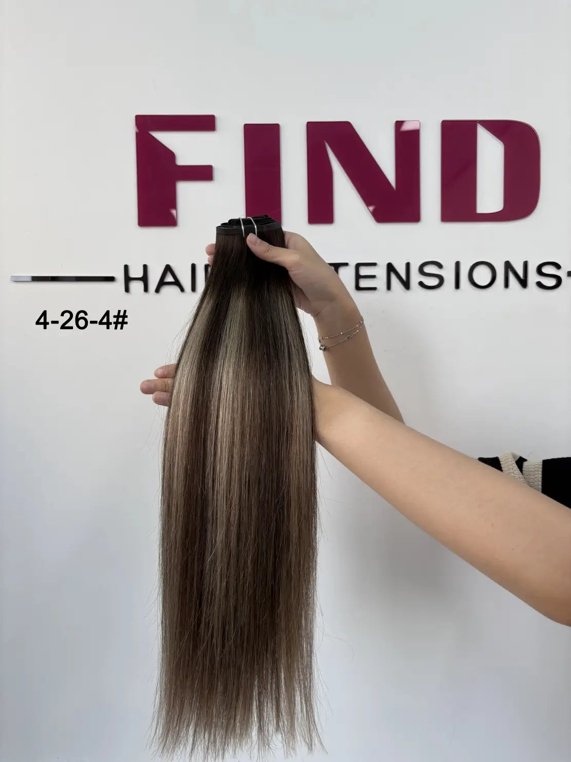 Chocolate Brown #4A Seamless Pu Clip-ins -- 130g~150g