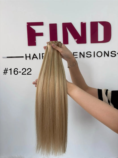Light Brown to Platinum Blonde Ombre #P17/60 Seamless Pu Clip-ins -- 130g~150g