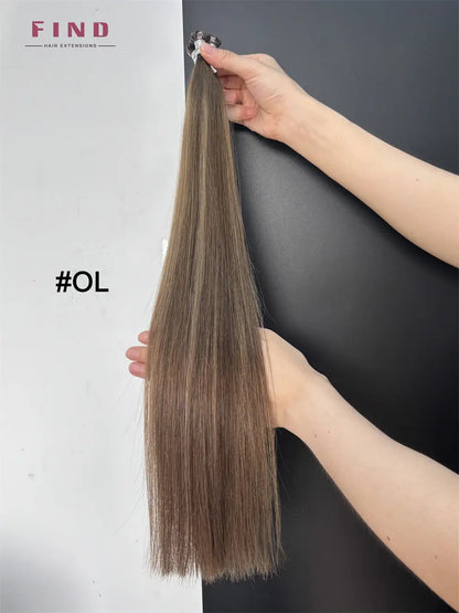 Light Brown to Platinum Blonde Ombre #P18/60A Flat Tips Hair Extension -- 25g