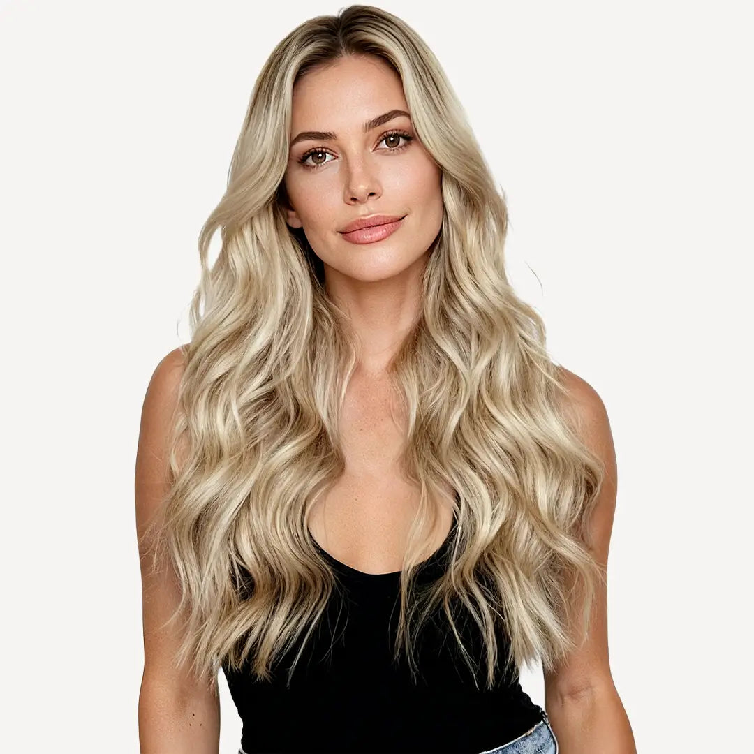 Light Brown to Light Golden Blonde Ombre #P18/613 Invisible Clip in Hair Extensions --- 130g-150g
