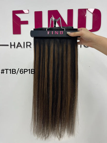 Light Brown to Light Golden Blonde Ombre #P18/613 Invisible Clip in Hair Extensions --- 130g-150g