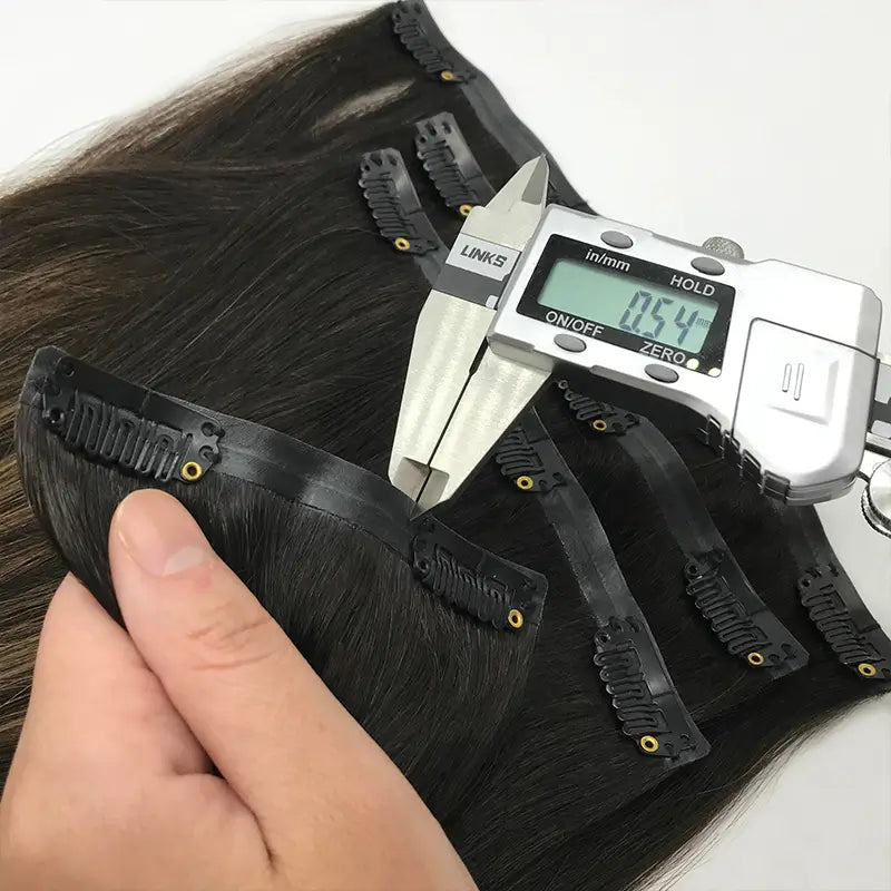 Natural Black #1B Seamless Pu Clip-ins -- 130g~150g