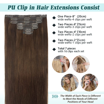 Seamless Pu Clip-ins -- 130g~150g