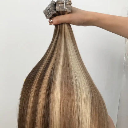 Light Brown to Platinum Blonde Ombre #P18/60A Double Drawn Cuticle Tape-ins -- 50g