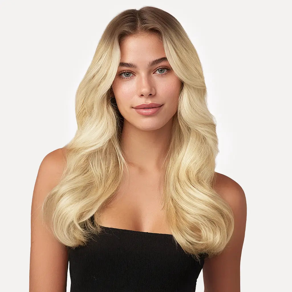 Dark Brown to Platinum Blonde Ombre #R5 - 9/60 Genius Weft Hair -- 50g