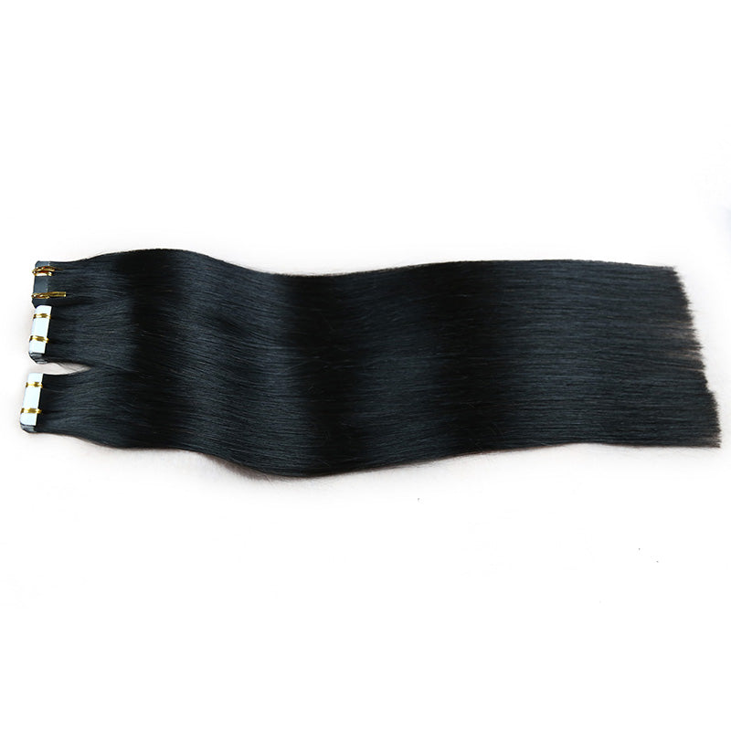Jet Black Tape In Remy Hair Extensions