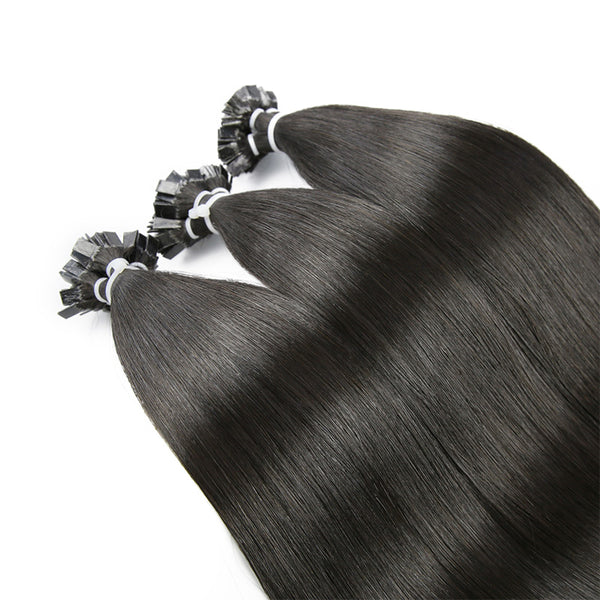 Natural Black Flat Tip Keratin Remy Hair Extensions