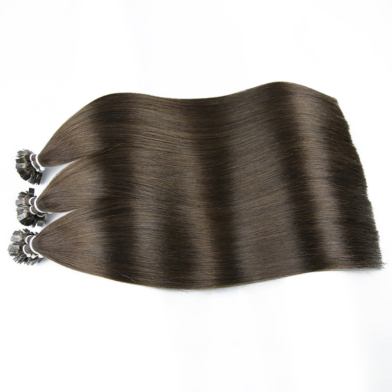 Dark Brown Flat Tip Keratin Remy Hair Extensions