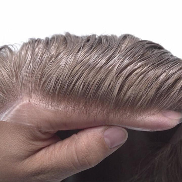 Human Hair Toupee For Men Thin Skin V-looped Hair Replacement