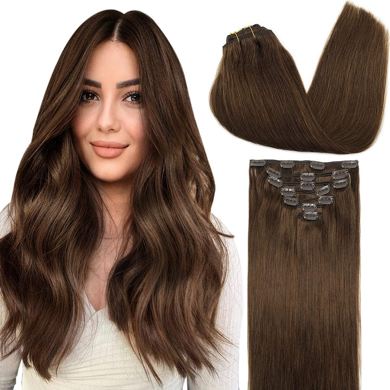 Dark Brown Mixed Chestnut Brown Clip In Remy Hair Extensions