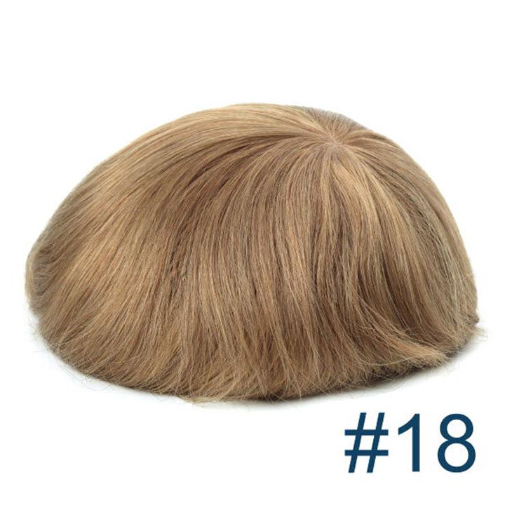 Human Hair Replacement System Thin Skin 0.08mm Single Knot Toupee