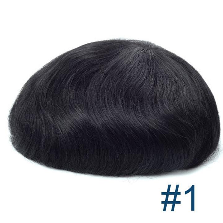 Human Hair Replacement System Thin Skin 0.08mm Single Knot Toupee