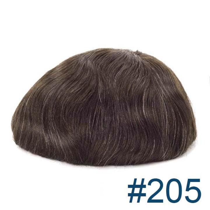 Human Hair Replacement System Thin Skin 0.08mm Single Knot Toupee