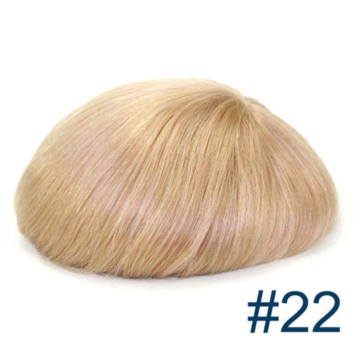Human Hair Replacement System Thin Skin 0.08mm Single Knot Toupee