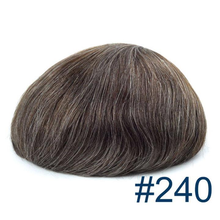 Human Hair Replacement System Thin Skin 0.08mm Single Knot Toupee