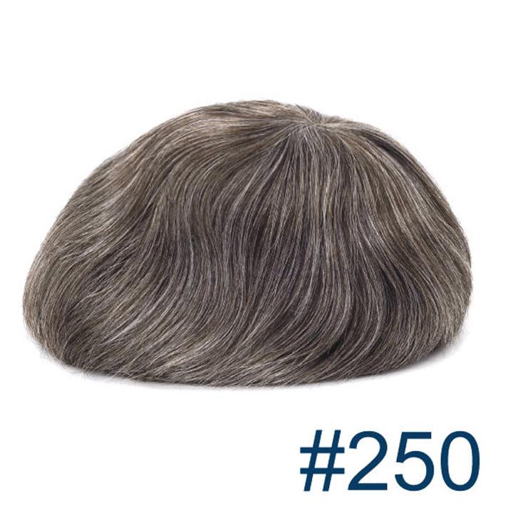 Human Hair Replacement System Thin Skin 0.08mm Single Knot Toupee