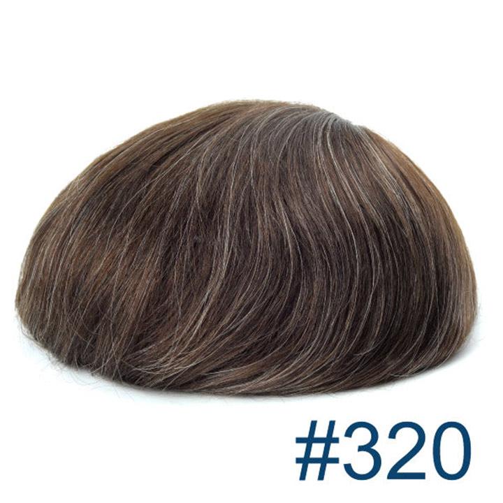 Human Hair Replacement System Thin Skin 0.08mm Single Knot Toupee