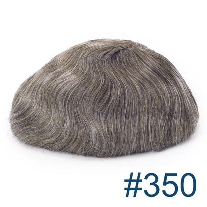 Human Hair Replacement System Thin Skin 0.08mm Single Knot Toupee