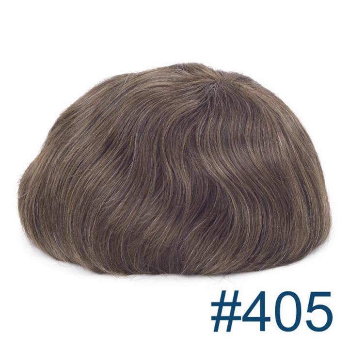 Human Hair Replacement System Thin Skin 0.08mm Single Knot Toupee