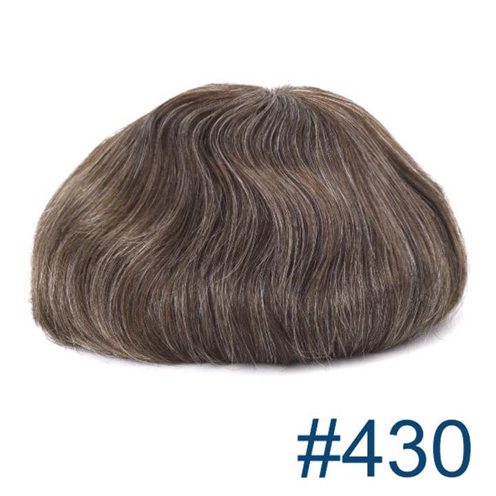 Human Hair Replacement System Thin Skin 0.08mm Single Knot Toupee