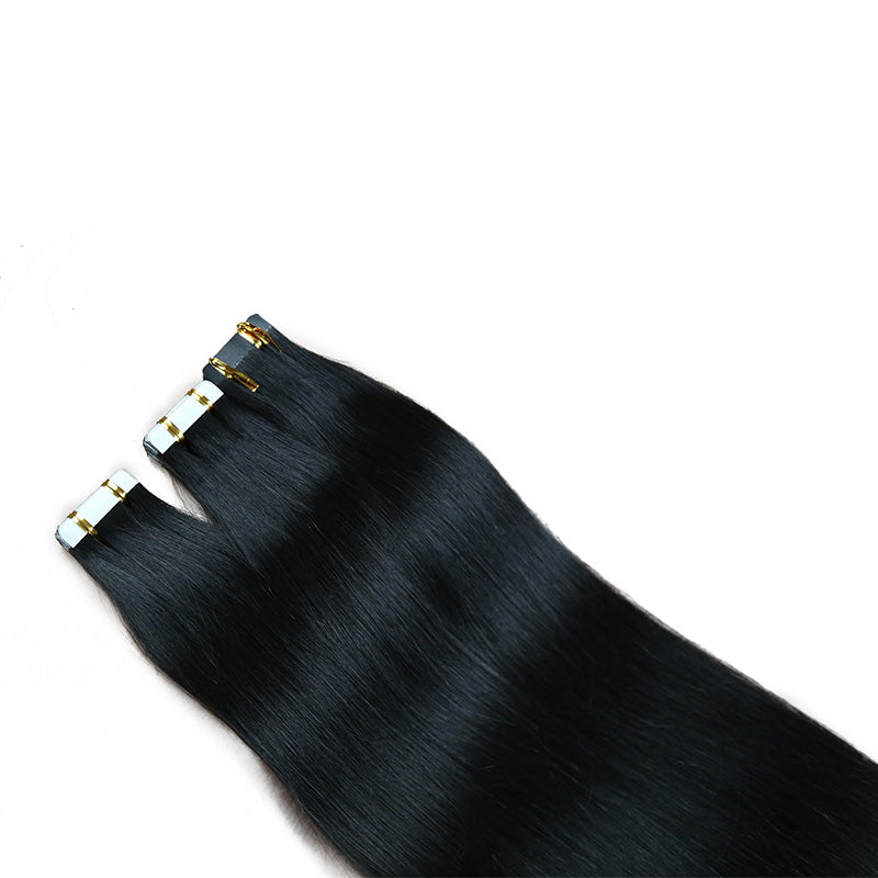 Jet Black Tape In Remy Hair Extensions