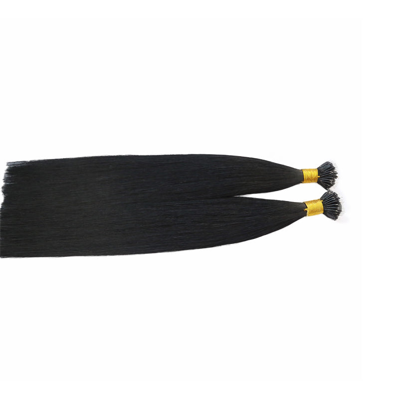 Jet Black Nano Tip Keratin Remy Hair Extensions